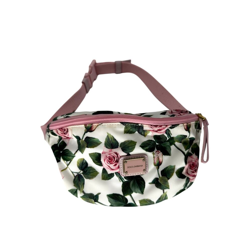 Dolce & Gabbana Tropical Rose Floral Nylon Belt Bag Pink Women's OS Adjustable